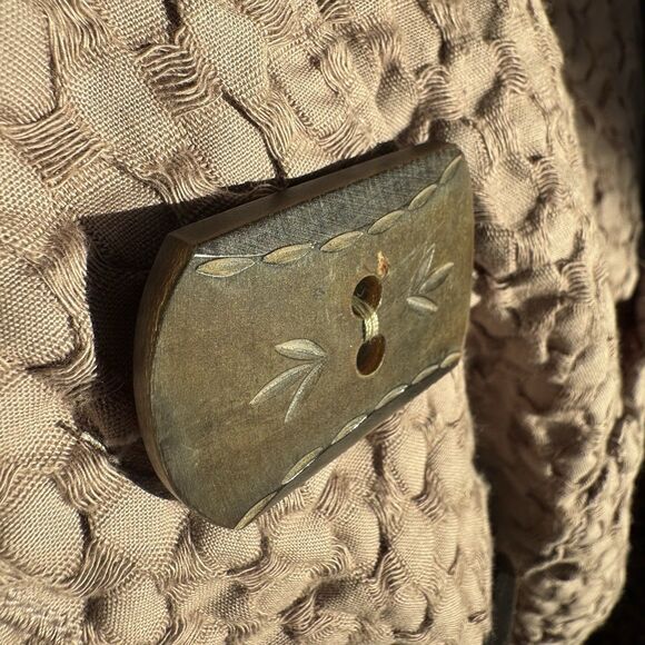 Vintage Produce Company 90s Beige Textured Button-Up Jacket XL Boho Lagenlook EC - Picture 8 of 16